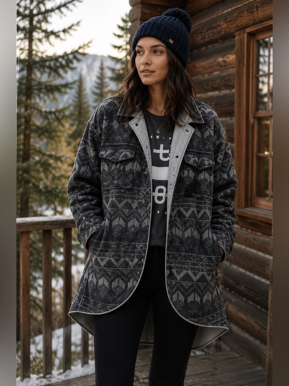 Burton Durable Goods Gray Jacquard Blanket Shacket Jacket XL